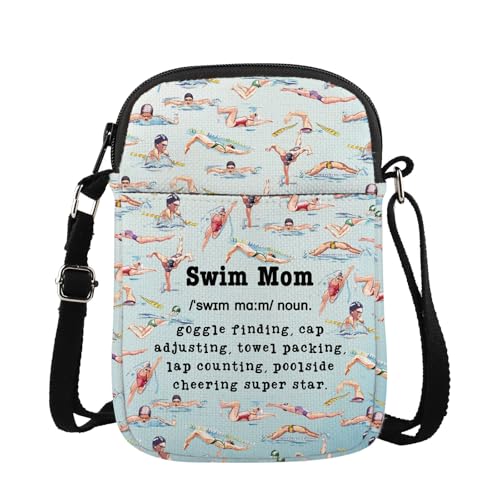 WSNANG Lustige Schwimm-Geschenke, Umhängetasche mit Reißverschluss, Schwimmtrainer, schätzt Geschenke, UK Swim Mom, 14.7 x 2 x 21centimeters (5.8 x 0.8 x 8.3 inches) von MYSOMY