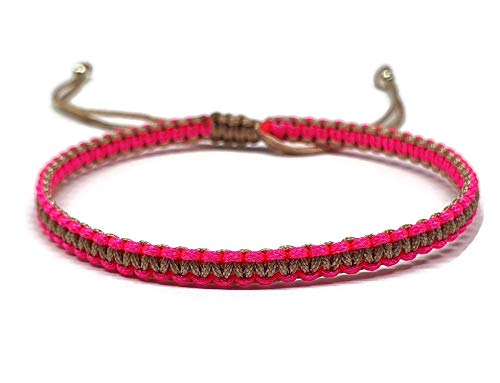 MYSTIC JEWELS - Armband Macrame - Kabbalah-Garn mit 2 Farben, Amulett, Schutz gegen böse Augen, Glück, Good Luck (Fuchsia - Beige) von MYSTIC JEWELS