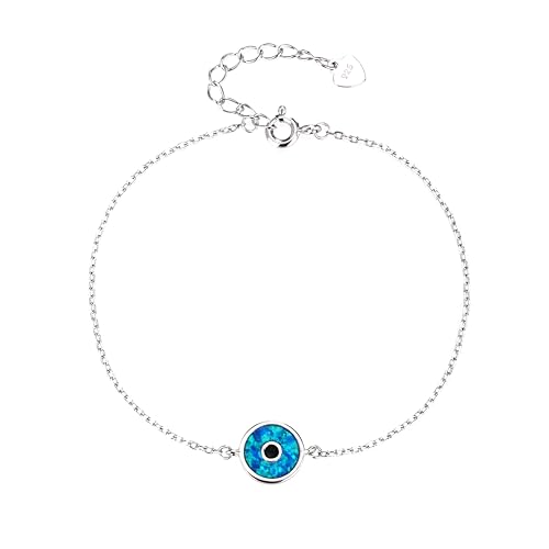 MYSTIC JEWELS Armband mit türkischem Auge aus synthetischem Opal – 925er-Sterlingsilber mit Rhodinierung – elegantes rundes Design – verstellbar 16 + 3 cm – mit Geschenkbeutel, Einheitsgröße MYSTIC JEWELS Armband mit türkischem Auge aus synthetischem Opal – 925er-Sterlingsilber mit Rhodinierung – elegantes rundes Design – verstellbar 16 + 3 cm – mit Geschenkbeutel, Einheitsgröße von MYSTIC JEWELS