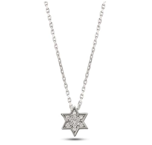MYSTIC JEWELS By Dalia Anhänger aus 925er Sterlingsilber, Davidstern, rhodiniert, mit Zirkonia, klein, elegant, minimalistisch, 40 + 5 cm, Sterling Silber, Zirkonia MYSTIC JEWELS By Dalia Anhänger aus 925er Sterlingsilber, Davidstern, rhodiniert, mit Zirkonia, klein, elegant, minimalistisch, 40 + 5 cm, Sterling Silber, Zirkonia von MYSTIC JEWELS