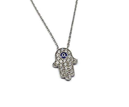MYSTIC JEWELS By Dalia Halskette Hand der Fatima mit Anhänger türkischer Auge Emaille 925 Sterling Silber zum Schutz MYSTIC JEWELS By Dalia Halskette Hand der Fatima mit Anhänger türkischer Auge Emaille 925 Sterling Silber zum Schutz von MYSTIC JEWELS