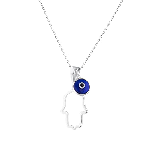 MYSTIC JEWELS By Dalia - Hamsa Halskette aus 925er Sterlingsilber mit einem 7-mm-Evil-Eye-Anhänger (Klassisch) von MYSTIC JEWELS