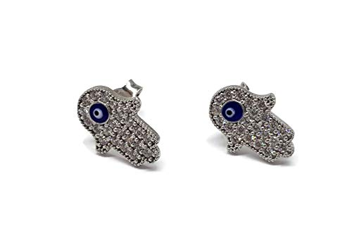 MYSTIC JEWELS By Dalia Ohrringe Hand der Fatima mit Anhänger türkisches Auge emailliert 925 Sterling Silber zum Schutz MYSTIC JEWELS By Dalia Ohrringe Hand der Fatima mit Anhänger türkisches Auge emailliert 925 Sterling Silber zum Schutz von MYSTIC JEWELS