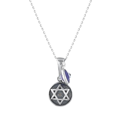 MYSTIC JEWELS By Dalia runder Davidstern-Anhänger aus 925er-Sterlingsilber mit 7 mm großem türkischem bösem Blick-Anhänger, 40 + 5 cm, Kristall, Kein Edelstein MYSTIC JEWELS By Dalia runder Davidstern-Anhänger aus 925er-Sterlingsilber mit 7 mm großem türkischem bösem Blick-Anhänger, 40 + 5 cm, Kristall, Kein Edelstein von MYSTIC JEWELS