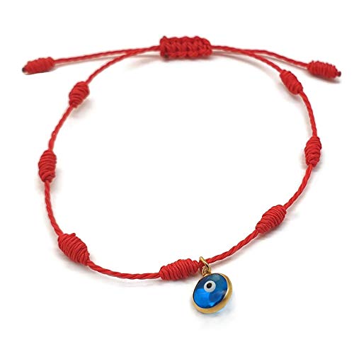 MYSTIC JEWELS by Dalia – Armband Kabbalah – Kordel 7 Knoten aus rotem Draht mit einem kleinen Auge aus 925 Silber vergoldet – Unisex – verstellbar – Schutz vor bösen Augen, Glück – Good Luck (Rot) MYSTIC JEWELS by Dalia – Armband Kabbalah – Kordel 7 Knoten aus rotem Draht mit einem kleinen Auge aus 925 Silber vergoldet – Unisex – verstellbar – Schutz vor bösen Augen, Glück – Good Luck (Rot) von MYSTIC JEWELS