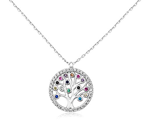 MYSTIC JEWELS by Dalia Halskette Baum des Lebens Sterling-Silber 925 Zirkonia (Silber) von MYSTIC JEWELS