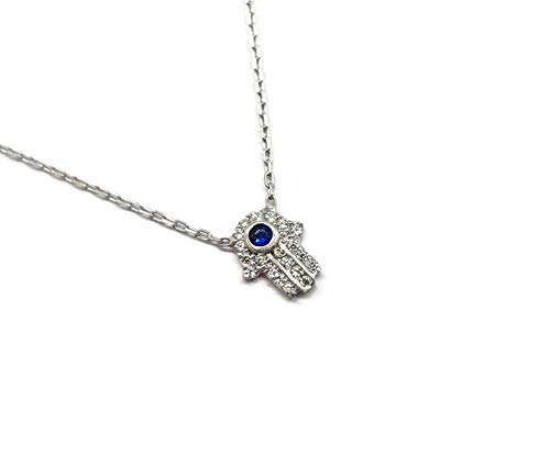 MYSTIC JEWELS by Dalia Halskette Hand der Fatima mit Anhänger Glücksbringer - Minimalistisch - 925 Sterling Silber zum Schutz (Silber) von MYSTIC JEWELS