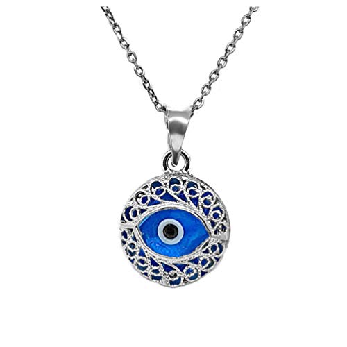 MYSTIC JEWELS By Dalia Halskette mit bösem Auge aus Kristall und Sterling-Silber 925 (Runde Form) von MYSTIC JEWELS