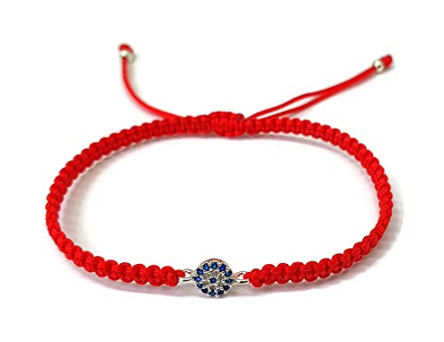 MYSTIC JEWELS by Dalia Klassisches Makramee-Armband mit Bösem Auge in blauen und weißen Zirkoniasteinen für gutes Glück, 14 cm a 20 cm, Leder MYSTIC JEWELS by Dalia Klassisches Makramee-Armband mit Bösem Auge in blauen und weißen Zirkoniasteinen für gutes Glück, 14 cm a 20 cm, Leder von MYSTIC JEWELS