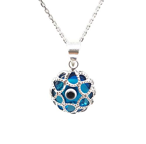 Mystic Jewels By Dalia Halskette mit filigranem Nazar-Amulett, Glas und 925er-Sterlingsilber, für Damen und Herren von MYSTIC JEWELS