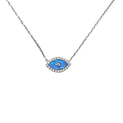 MYSTIC JEWELS by Dalia Halskette Opal in Form eines türkischen Auges, 925er-Sterlingsilber mit Zirkonia, Sterling Silber MYSTIC JEWELS by Dalia Halskette Opal in Form eines türkischen Auges, 925er-Sterlingsilber mit Zirkonia, Sterling Silber von MYSTIC JEWELS