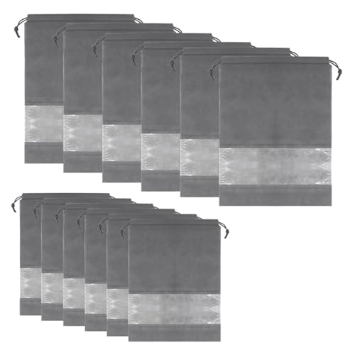 12 Stück Schuhbeutel Reise Schuhtasche Wasserabweisend Schuhtasche mit Zugband und Transparentes Fenster für Männer Frauen Täglichen von MYSUNBAR