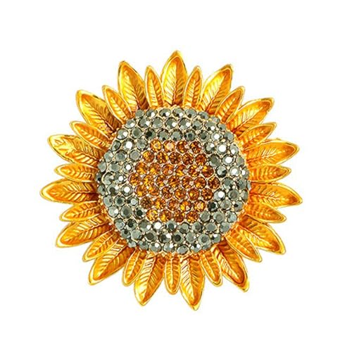 Damen Sonnenblume Brosche Bunte Strass Pins Anstecknadel Gold Sonnenblume Brosche Frauen Mädchen Mode von MYSUNBAR
