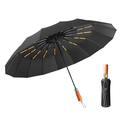 MYSUNBAR Regenschirm Groß Sturmfest, Regenschirm Holzgriff, Taschenschirm Automatik, Umbrella Windproof XXL Groß & Stabil für 2 Personen Damen & Herren von MYSUNBAR