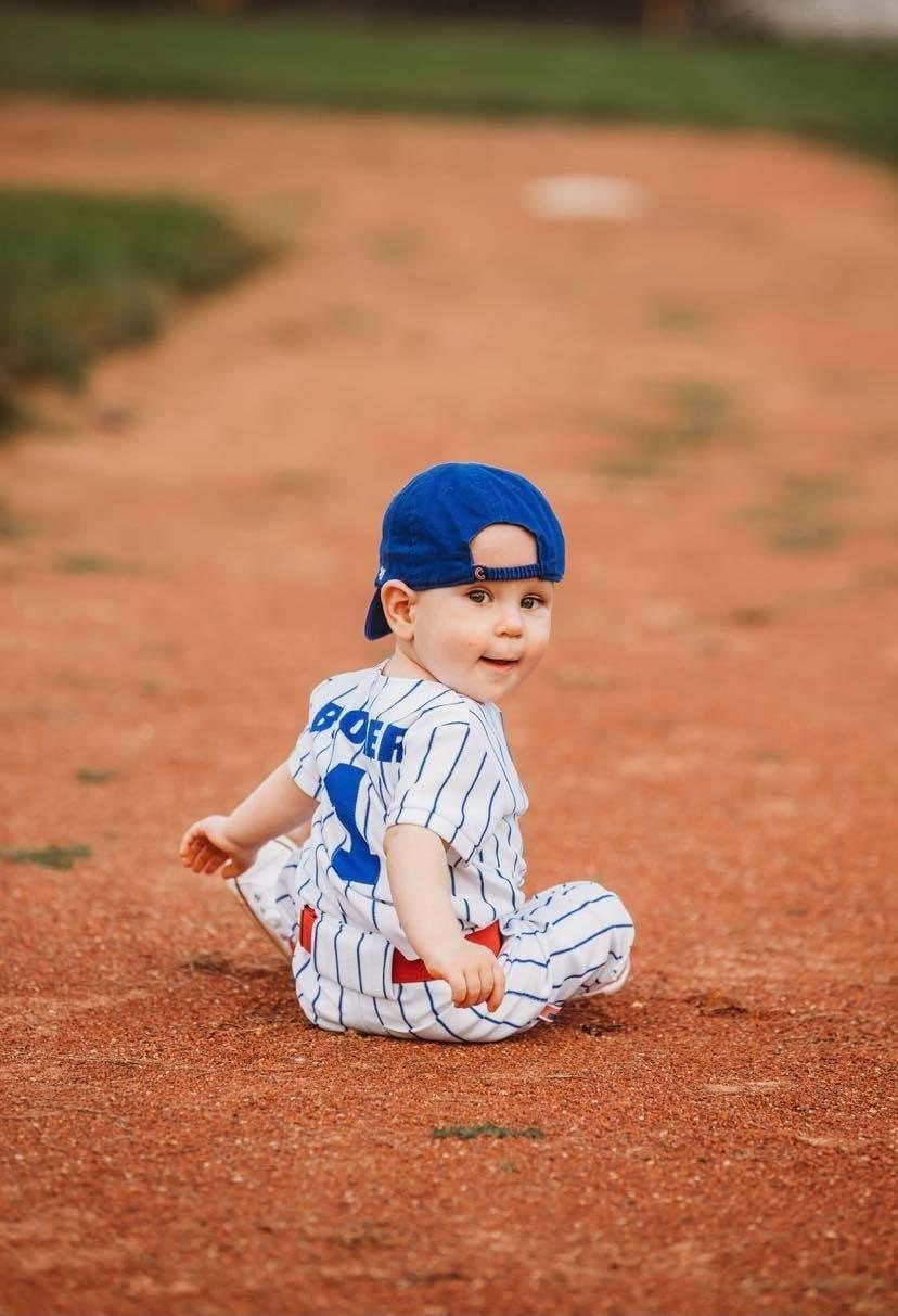 Jungen Baseball Uniform Kleinkind Geburtstag Royal Nadelstreifen Hose & Jersey Enthält Anzahl Nur Ask B4 Sie Kaufen Bestimmtes Datum von MYSWEETCHICKAPEA