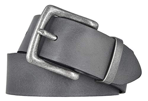 Mytem-Gear Leder Gürtel 4 cm Jeansgürtel Ledergürtel Herren und Damen kürzbar (100, Grau (Metallschlaufe)) von Mytem-Gear