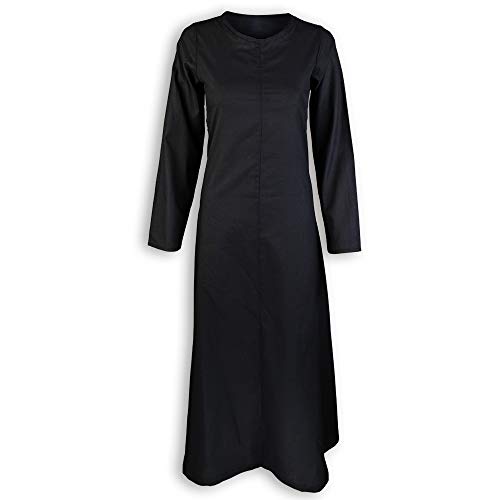MYTHOLON Marita Unterkleid Langarm, Mittelalter Gewandung leichte Baumwolle, LARP Verkleidung Damen (Large, Schwarz) von MYTHOLON