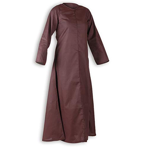 MYTHOLON Marita Unterkleid Langarm, Mittelalter Gewandung leichte Baumwolle, LARP Verkleidung Damen (Small, Braun) von MYTHOLON