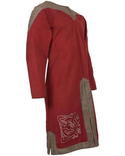 MYTHOLON Norgaard Tunika Canvas Bestickt Farbe Bordeaux, Größe 3XL von MYTHOLON