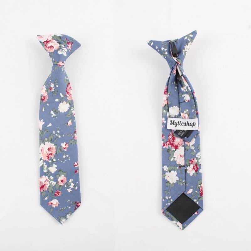 Neil Jungen Blumen Clip On Krawatte 6 cm | Mytieshop Hochzeitsideen Bräutigam Trauzeugen Ringträger Blumendruck von MYTIESHOP