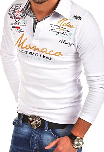 MT Styles Langarm Poloshirt Monaco T-Shirt R-7211 [Weiß, von MYTRENDS Styles