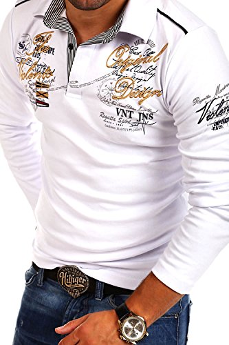 MT Styles Langarm Poloshirt Newport T-Shirt R-0742 [Weiß, von MYTRENDS Styles