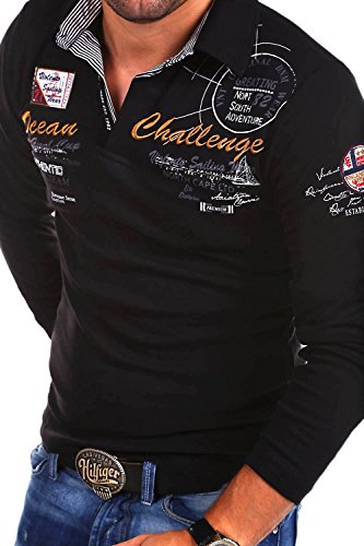 MT Styles Langarm Poloshirt Ocean Pullover R-0740 [Schwarz, 3XL] von MYTRENDS Styles