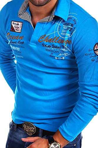 MT Styles Langarm Poloshirt Ocean Pullover R-0740 [Türkis, XXL] von MYTRENDS Styles