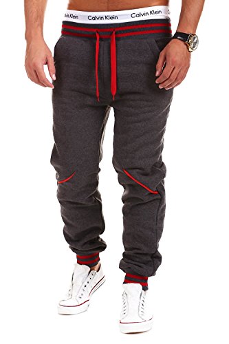 MT Styles Trainingshose Jogginghose MT-52 [Dunkelgrau/Rot, L] von MYTRENDS Styles