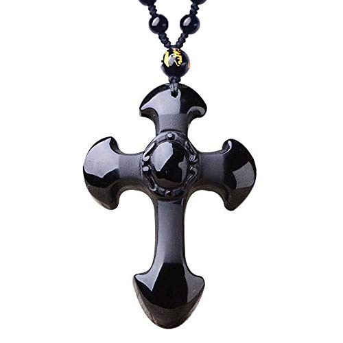 Obsidian-Halskette, Schmuck Obsidian Anhänger Halskette Kreuz Anhänger Schmuck for Männer Damen Anhänger von MYXJX