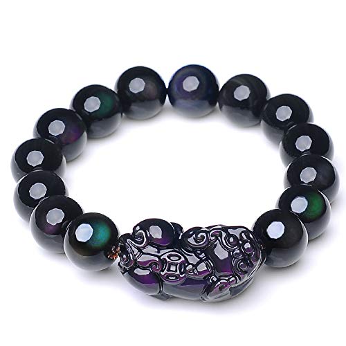 Perlenarmbänder, Obsidian PiXiu Armband Männer und Frauen Natürlicher Regenbogenauge Armreif Perlenarmbänder, Obsidian PiXiu Armband Männer und Frauen Natürlicher Regenbogenauge Armreif von MYXJX