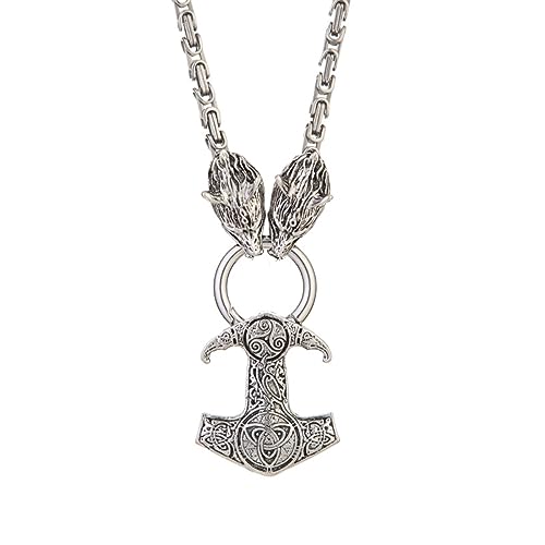 Halskette Anhänger Nordischer Schmuck, Viking-Serie Accessoires Halsketten, Persönlichkeit coole Wolfskopf Herren Halsketten Geschenk von MYYCYCV