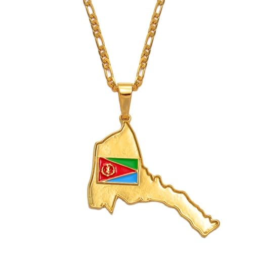 Halskettenanhänger, Eritrea-Karte, Flagge, Anhänger, Halsketten, Damen, Herren, ethnischer Schmuck, Afrika, Karten von Eritreis, Geschenk, Sonstige von MYYCYCV