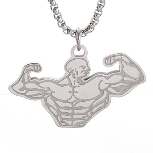 MYYCYCV Halskette Anhänger Bodybuilding starke muskulöse Männer Anhänger dominierende Halskette Modetrend Anhänger Fitnessstudio Athleisure Geschenk von MYYCYCV