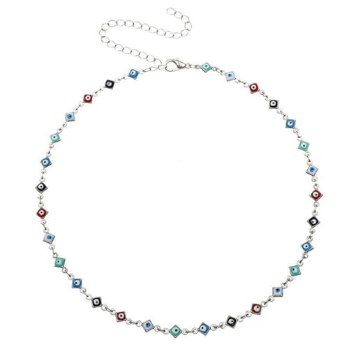 MYYCYCV Halskette Anhänger Bohemian Mode Frauen beliebter Schmuck minimalistische Farbe geometrisch quadratische Teufelsauge Halskette Geschenk von MYYCYCV