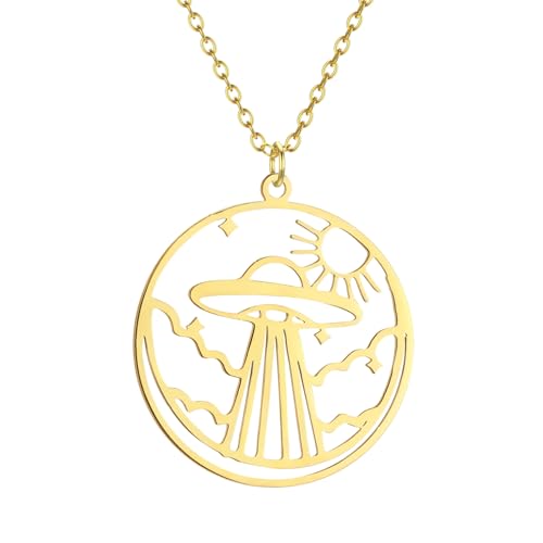 MYYCYCV Halskette Anhänger Cutout Sonne Halskette Damen Vintage Schmuck Cosmic River Sonne Anhänger Halskette Geschenk von MYYCYCV