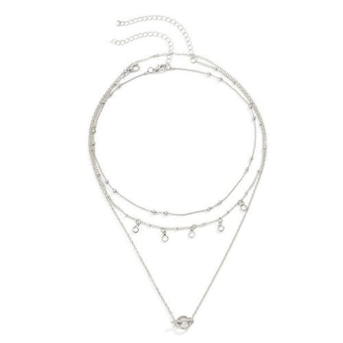 MYYCYCV Halskette Anhänger Europäischer und amerikanischer Schmuck, Mode-Stapelstil, runde Perlenkette, geometrische Accessoires, einfache dünne Schnallenkette für Frauen Geschenk von MYYCYCV