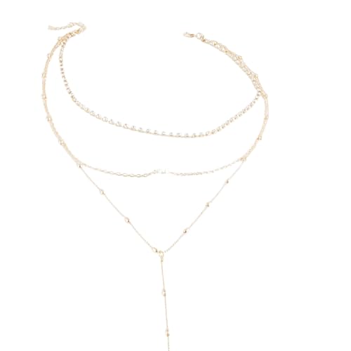 MYYCYCV Halskette Anhänger Europäischer und amerikanischer Schmuck, Modefan Frauen Klauenkette Pullover Kette, mehrlagige Perlenquasten Halskette Geschenk von MYYCYCV