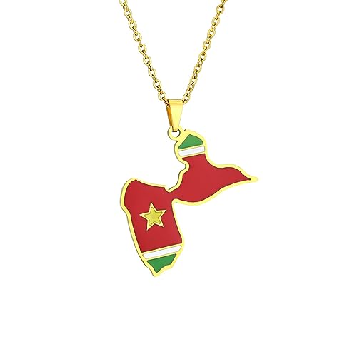 MYYCYCV Halskette Anhänger Herren- und Damenmode ethnischer Stil Frankreich Guadeloupe Karte Flagge Anhänger Halskette Geschenk von MYYCYCV