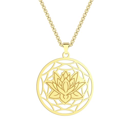 MYYCYCV Halskette Anhänger Lotus Anhänger Halskette Lotus Halskette Lotus Schmuck für Frauen Lotus Anhänger Halskette Geschenk von MYYCYCV