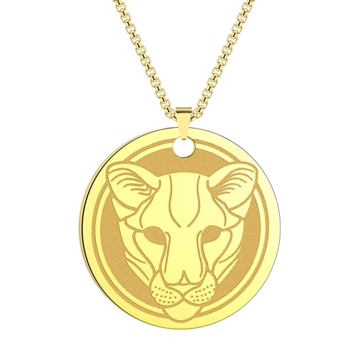 MYYCYCV Halskette Anhänger Mode Halskette Tier Löwe Leopard Anhänger Hip Hop Halskette für Männer Frauen Schmuck Halskette Geschenke Geschenk von MYYCYCV