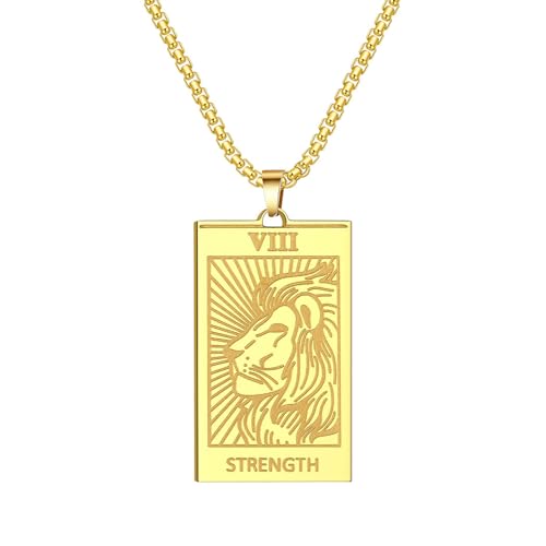 MYYCYCV Halskette Anhänger Mode Power Löwe Tarot Anhänger Halskette Frauen Männer Gothic Choker Schmuck Geschenk von MYYCYCV