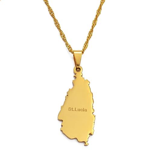 MYYCYCV Halskette mit Anhänger St. Lucia Karte Halsketten für Frauen Mädchen St. Lucia Anhänger Schmuck Karten Geschenk, Sonstige von MYYCYCV