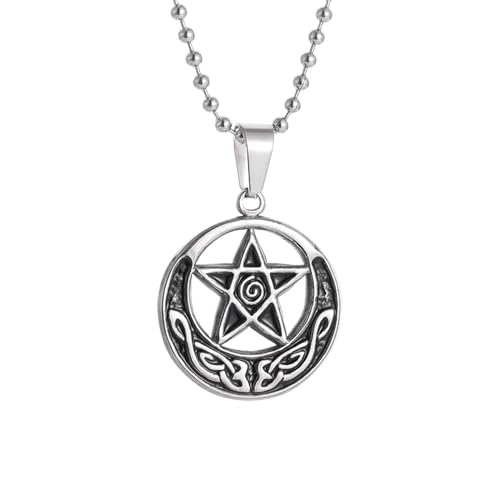 MYYCYCV Halskette mit Anhänger für Damen und Herren, klassischer Stil, Pentagramm, Mond, keltischer Knoten, für den Alltag, Schmuck, Party, Geschenk, Sonstige von MYYCYCV