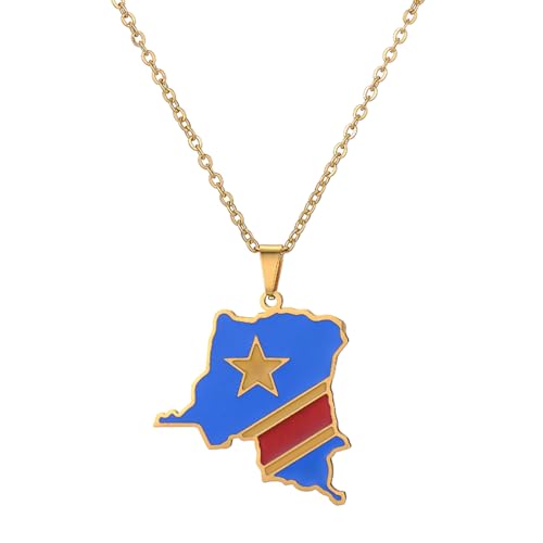 MYYCYCV Halskettenanhänger Tschechische Republik Karte Flagge Anhänger Halskette, Afrika Herren/Damen, Karte, ethnischer Schmuck Geschenk, Sonstige von MYYCYCV