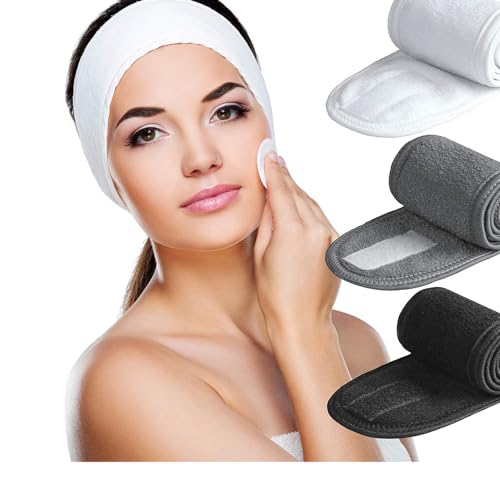 Gesichts-Spa-Stirnband, 3 Stück, verstellbares Make-up-Haarband mit magischem Klebeband, Kopfwickel für Gesichtspflege, Make-up und Sport Gesichts-Spa-Stirnband, 3 Stück, verstellbares Make-up-Haarband mit magischem Klebeband, Kopfwickel für Gesichtspflege, Make-up und Sport von MYYNTI