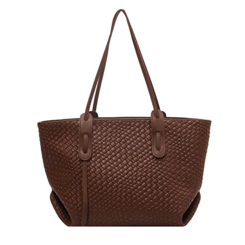 MYZCYBFC Pendler-Retro-Handtasche aus gewebter Achseltasche, klassische, vielseitige Umhängetasche (Brown) von MYZCYBFC