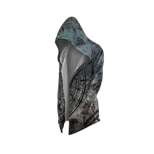 MYZTTZR Celtic Knot,4XL, Wikinger Kapuzenpulli Mittellang Frühling Herbst Herren Cool Cosplay Kostüm Nordischer Mythos Umhänge für Söhne von Odin Geschenk von MYZTTZR