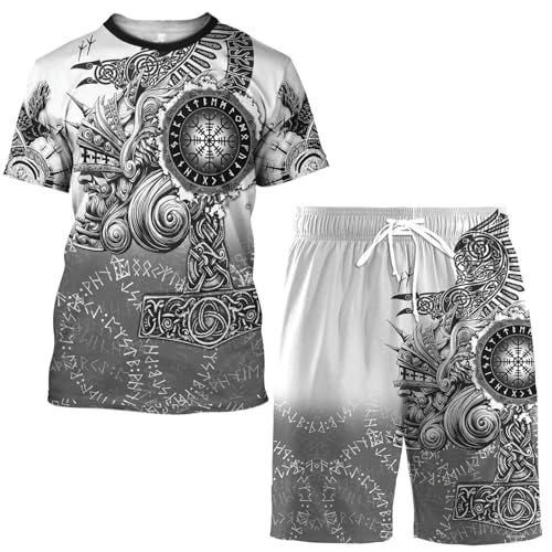 MYZTTZR Mjölnir,L, Wikinger Sommer-Sets 3D Nordischer Mythos T-Shirt für Herren und Odin Strand Shorts Hauchdünn Schnell Trocken für Urlaub Hawaii Geschenk MYZTTZR Mjölnir,L, Wikinger Sommer-Sets 3D Nordischer Mythos T-Shirt für Herren und Odin Strand Shorts Hauchdünn Schnell Trocken für Urlaub Hawaii Geschenk von MYZTTZR
