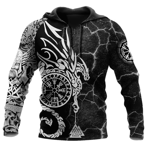 MYZTTZR Odin Raven,XL, Söhne des Odin Kapuzenpullover Langärmelig Frühling Herbst Anime Hemden Nordische Mythologie Wikinger Berserker Geschenke von MYZTTZR